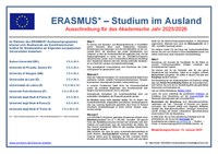 ERASMUS+ – Studium im Ausland Ausschreibung für das Akademische Jahr 2025/2026